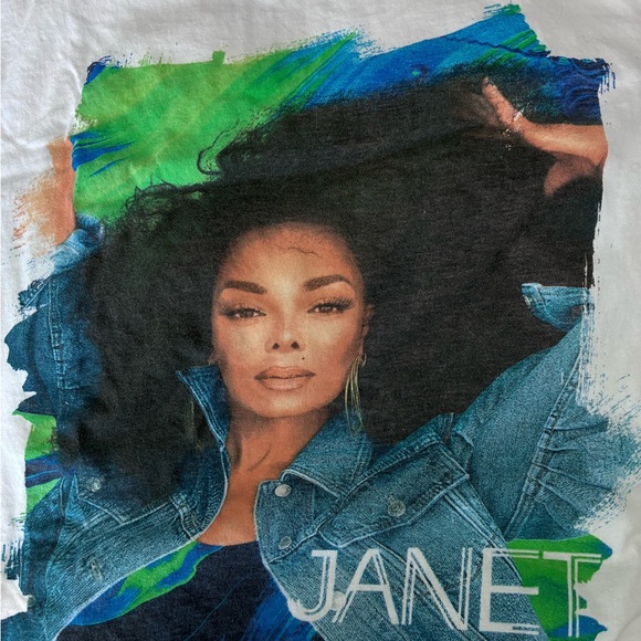 JANET JACKSON White Graphic Concert Tee - Picture 1 of 3